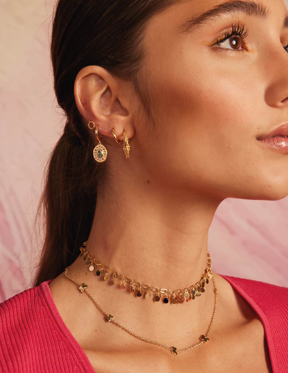 Aretes de dona Classic con acabado baño de oro 3