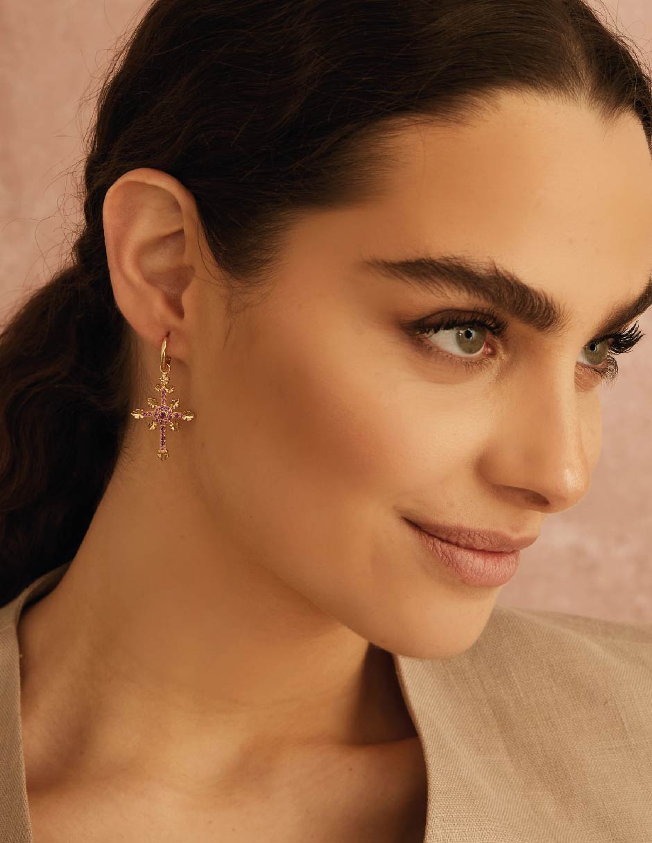 Aretes de aro redondos Classic con acabado baño de oro 3