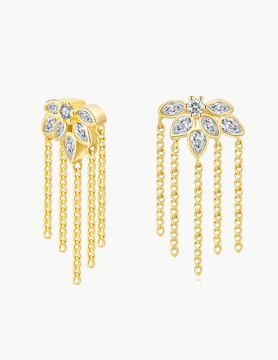 Aretes Succulenta con acabado baño de oro circonita