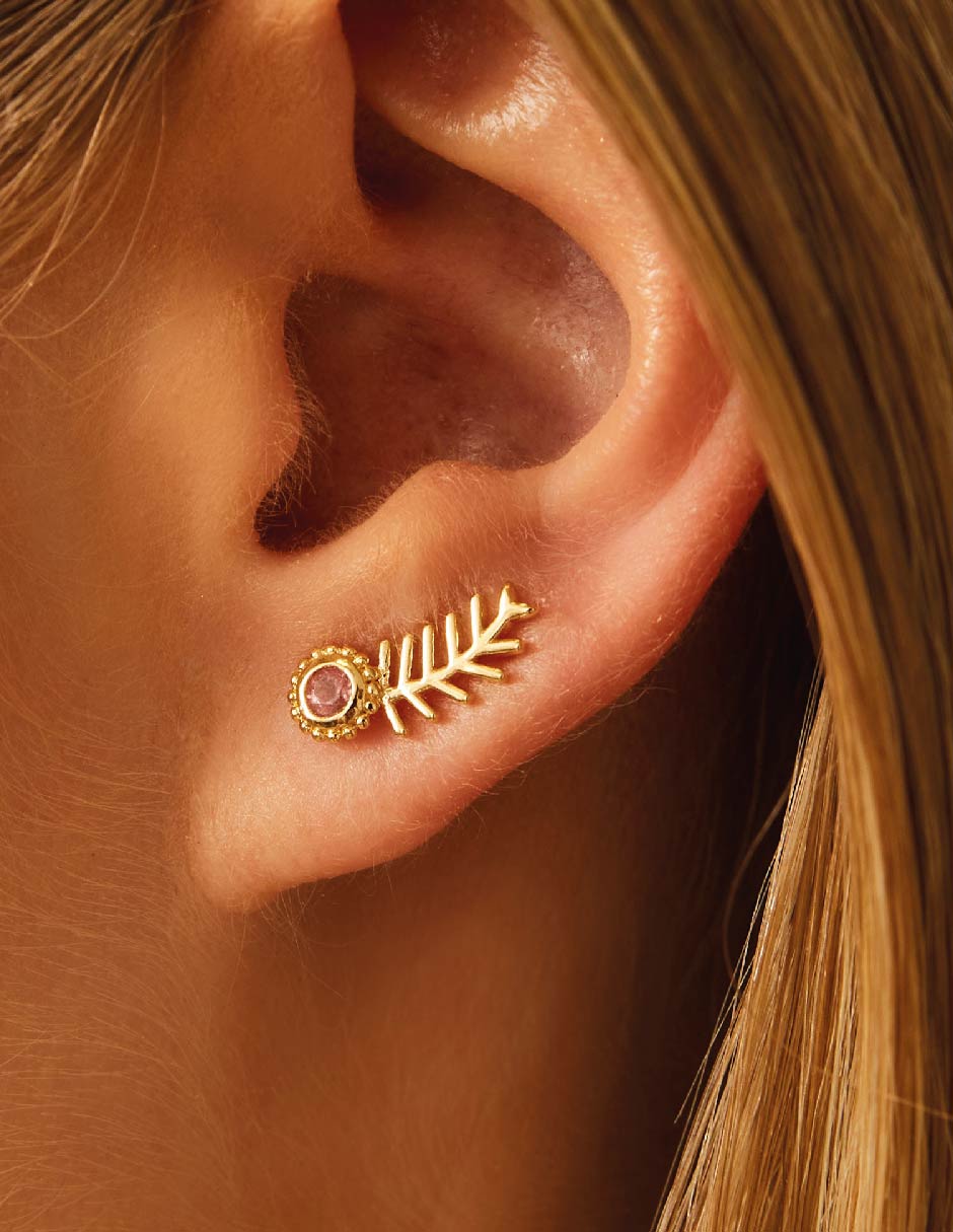 Aretes Sea Creatures con acabado baño de oro turmalina 2
