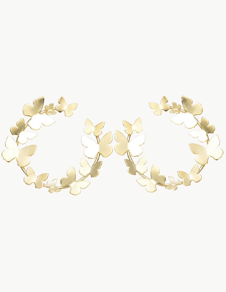 Arracadas de mariposa con acabado baño de oro