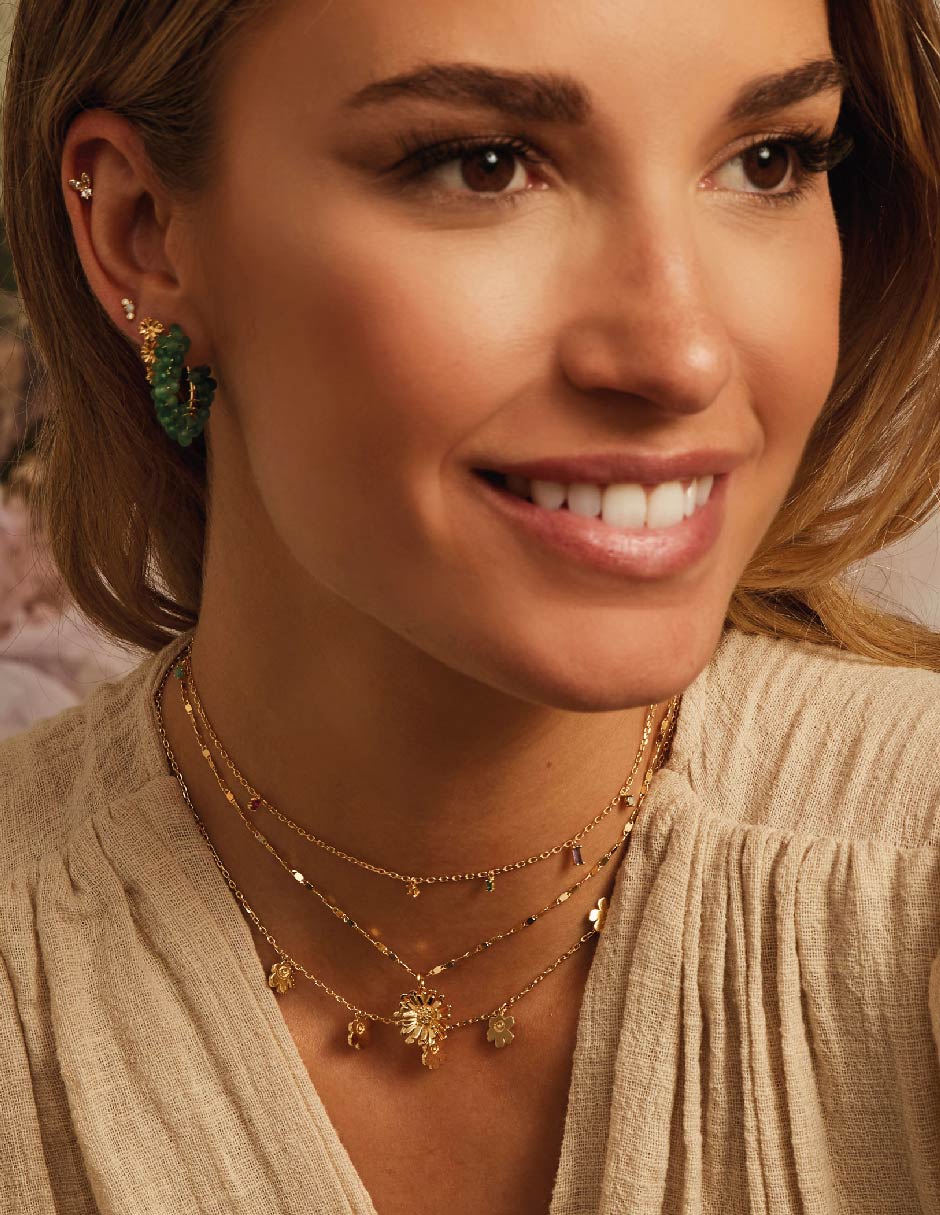 Collar de flor Fauna & Flora de baño de oro 18 K 2