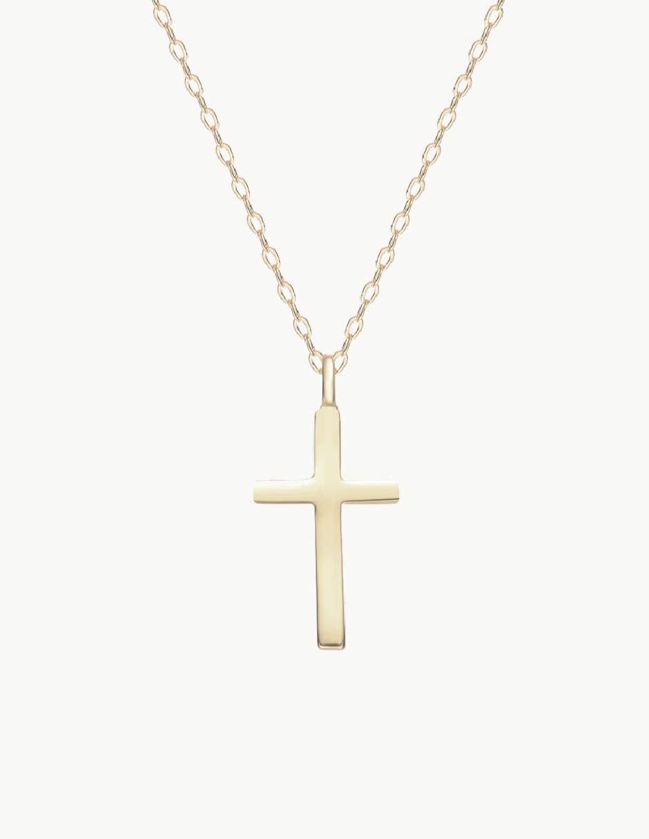 Collar de cruz de baño de oro 18 K