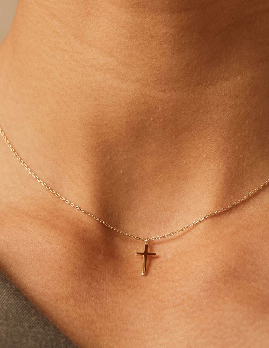 Collar de cruz de baño de oro 18 K 2