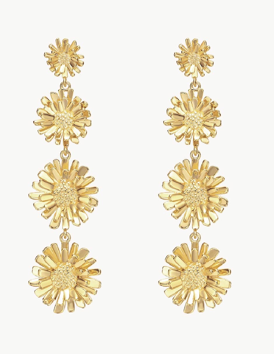 Aretes de flor Fauna & Flora con acabado baño de oro