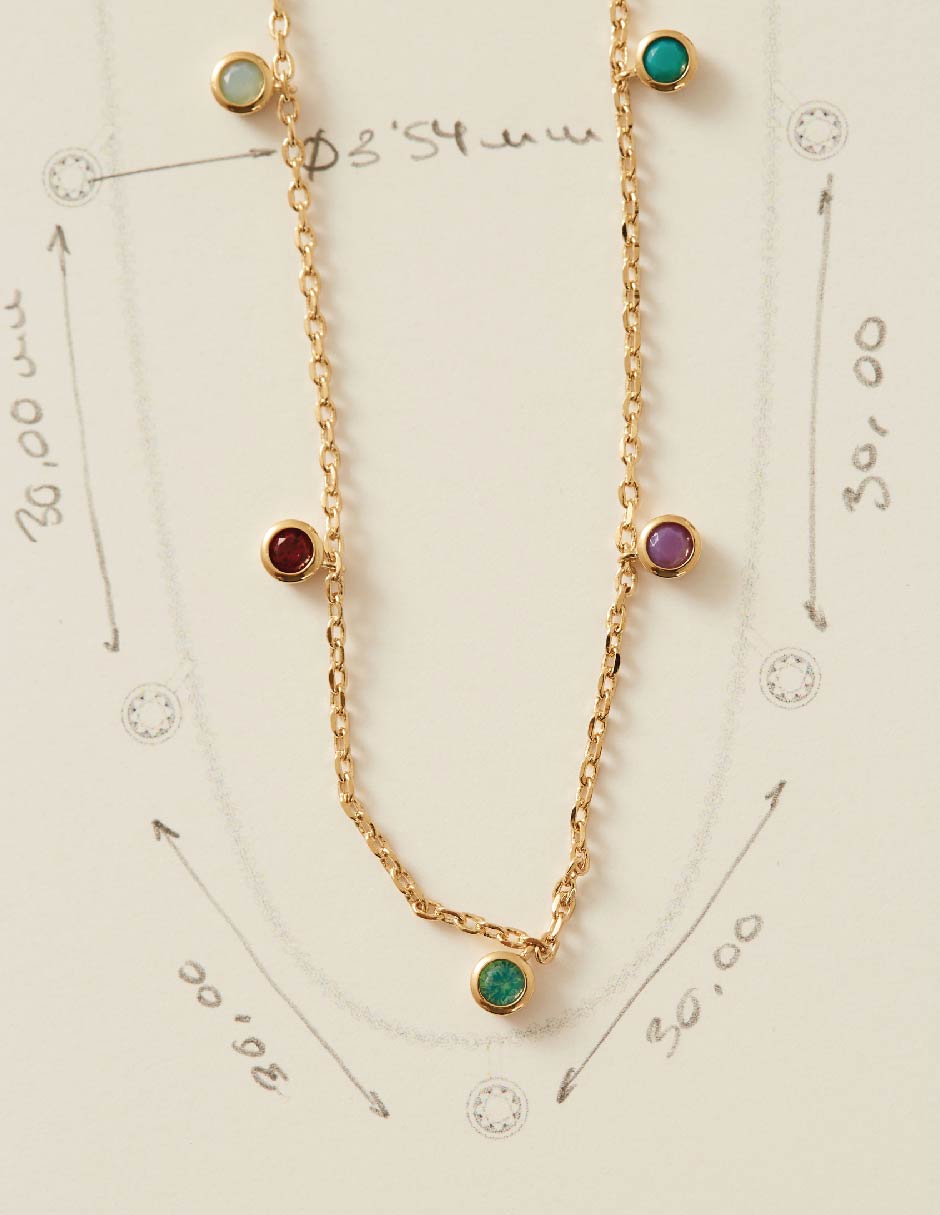 Collar Lago Verde de baño de oro 18 K 2