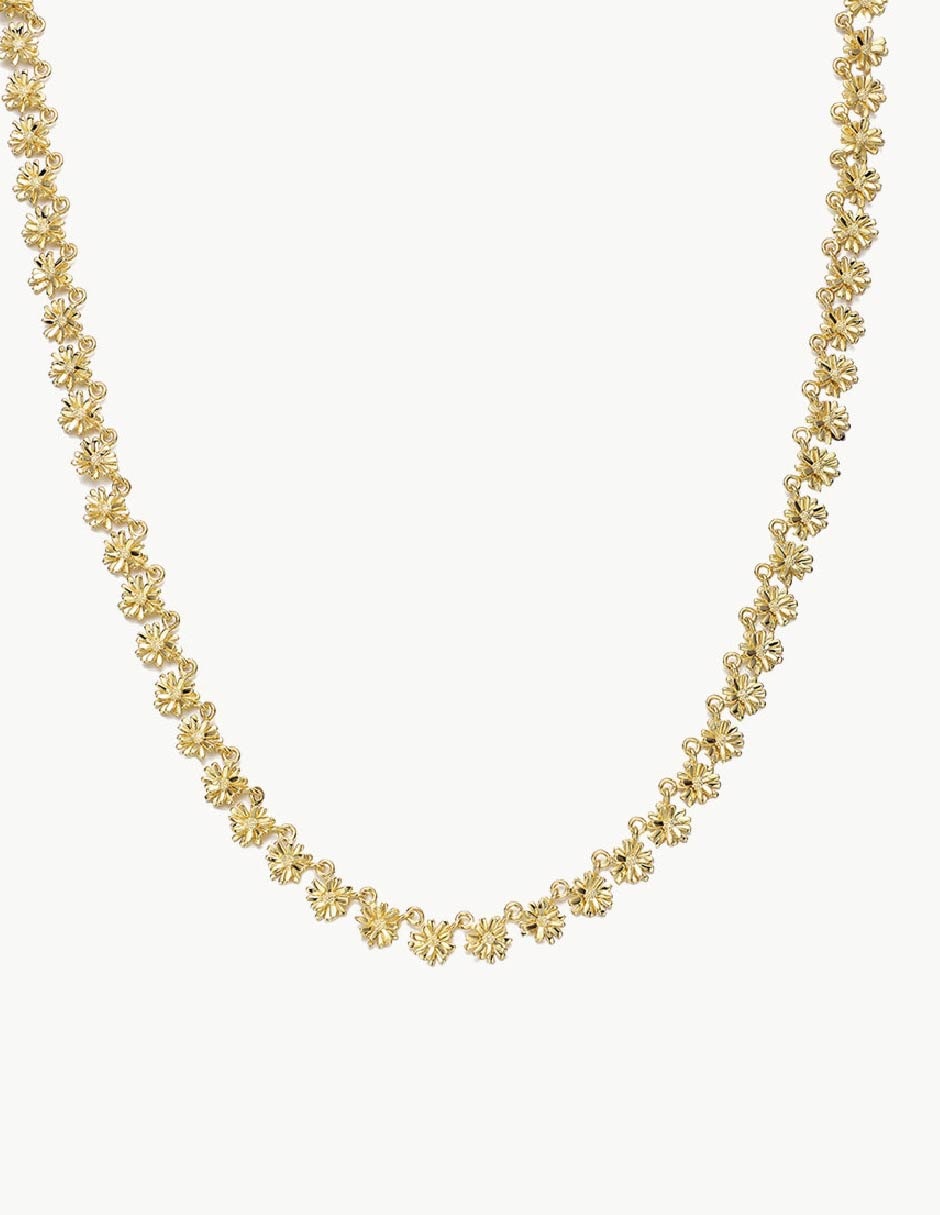 Collar de flor Flora & Fauna de baño de oro 18 K