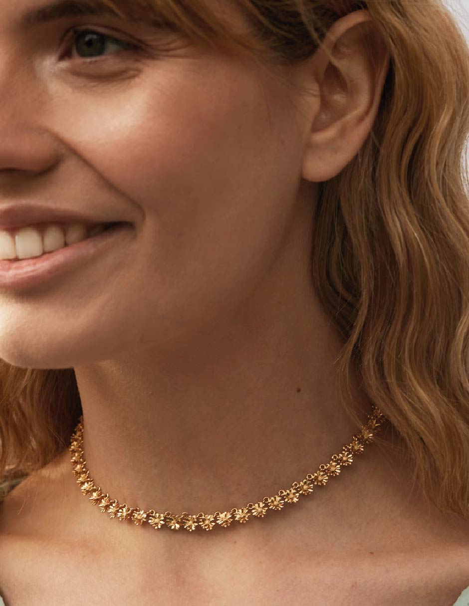 Collar de flor Flora & Fauna de baño de oro 18 K 3