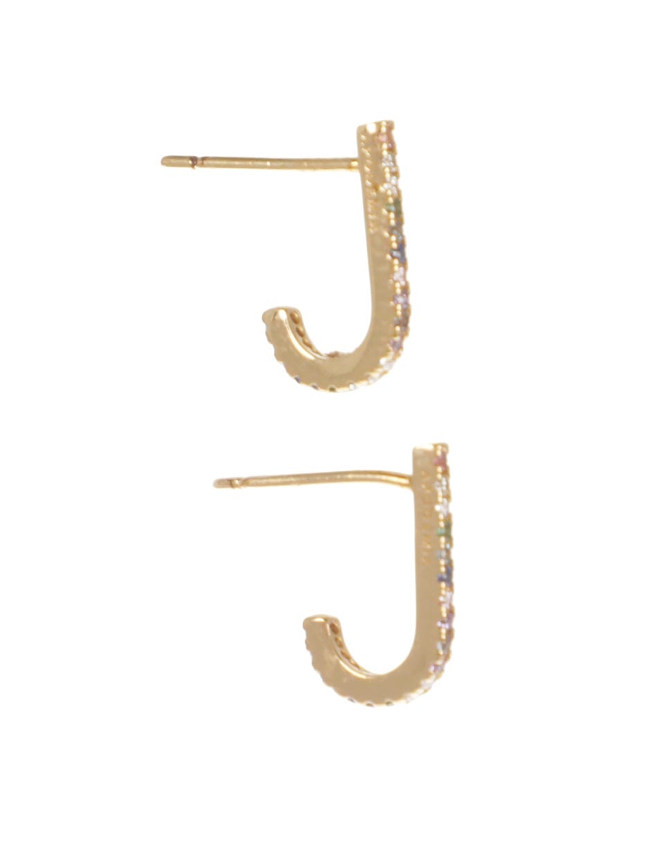 Aretes Classic con acabado baño de oro circonita 2