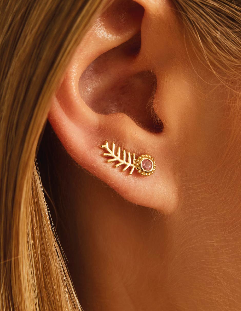 Aretes Sea Creatures con acabado baño de oro turmalina 2