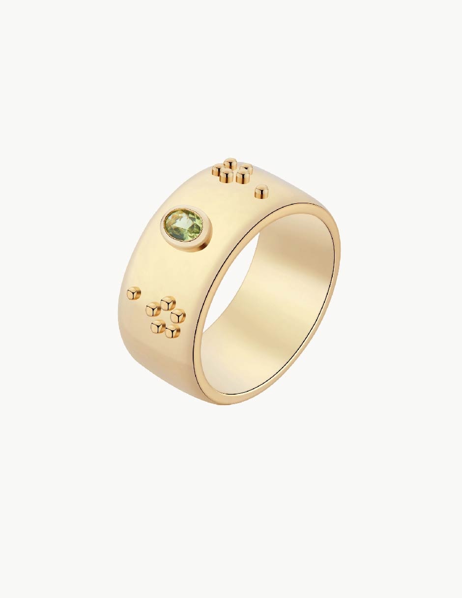 Anillo con gema ovalado Bosphorus circonita con acabado baño de oro