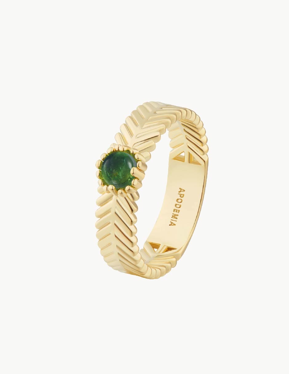 Anillo con gema Sea creatures turmalina con acabado baño de oro