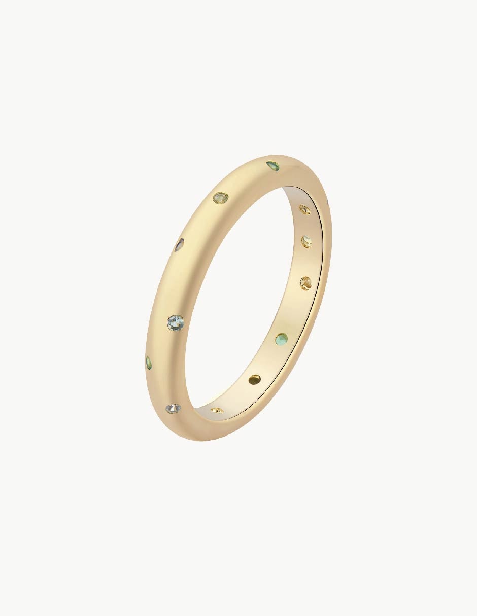 Anillo con gema Bosphorus circonita con acabado baño de oro