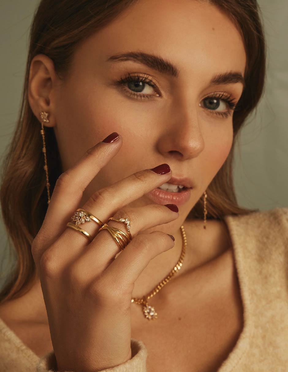Anillo Suculenta con acabado baño de oro 18 k 3