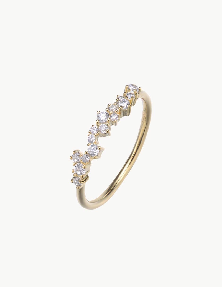 Anillo con gema Guadaloupe circonita con acabado baño de oro