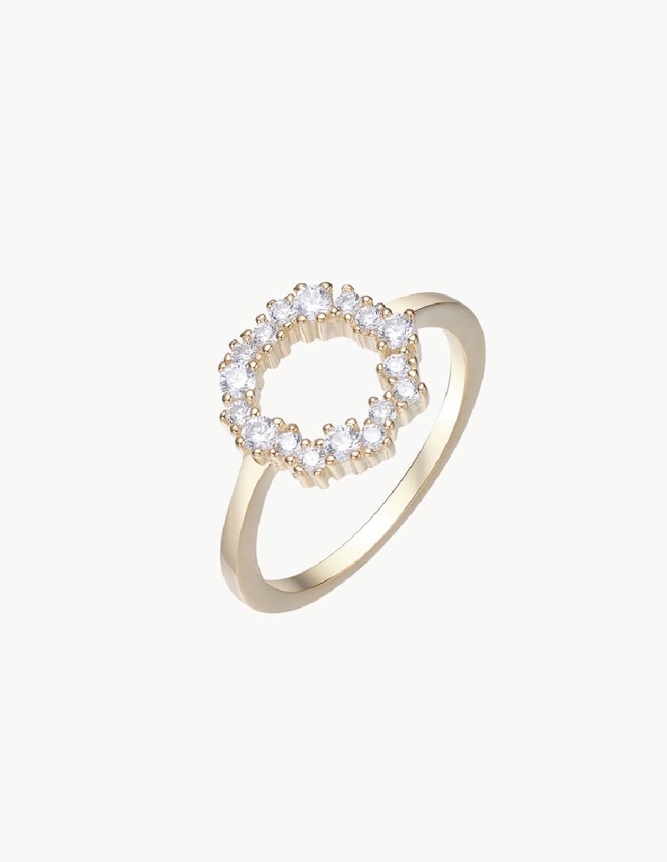 Anillo con gema Angelique circonita con acabado baño de oro
