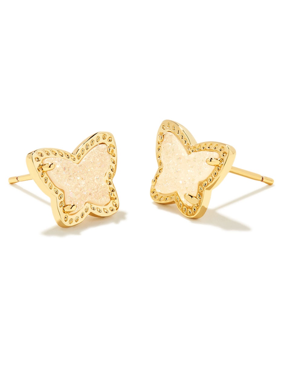 Broqueles de mariposa Lillia con acabado baño de oro semipreciosas