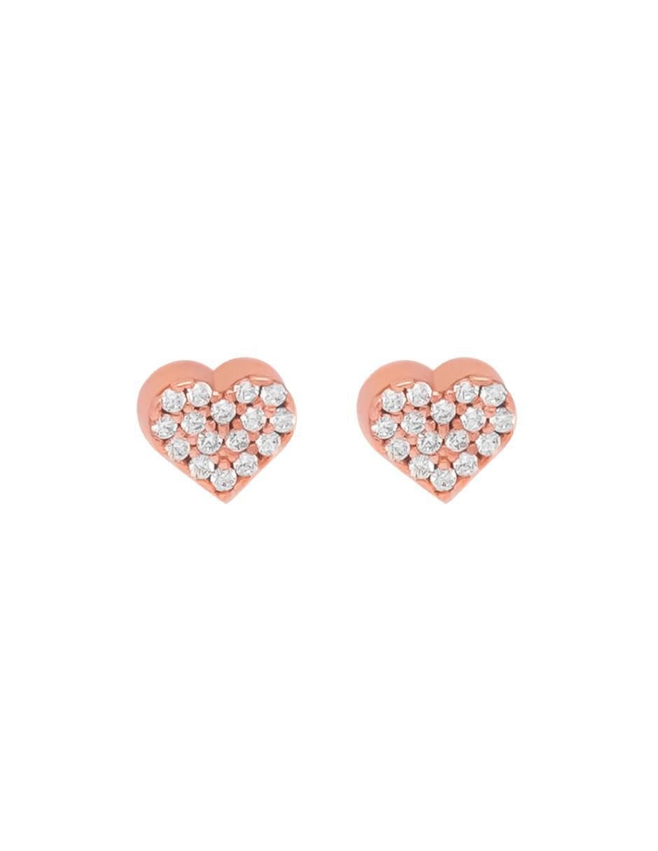 Broqueles de corazón Destellos de plata P 925 con acabado baño de oro rosa zirconia 1