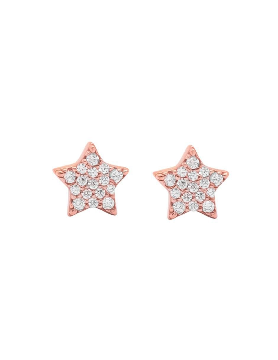 Broqueles de estrella Destellos de plata P 925 con acabado baño de oro rosa zirconia 1