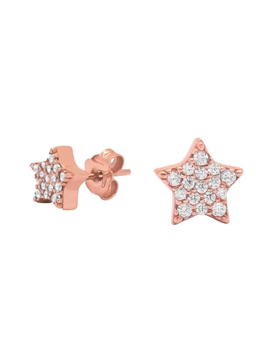 Broqueles de estrella Destellos de plata P 925 con acabado baño de oro rosa zirconia