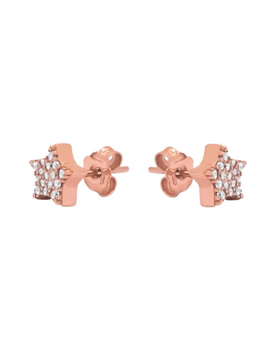 Broqueles de estrella Destellos de plata P 925 con acabado baño de oro rosa zirconia