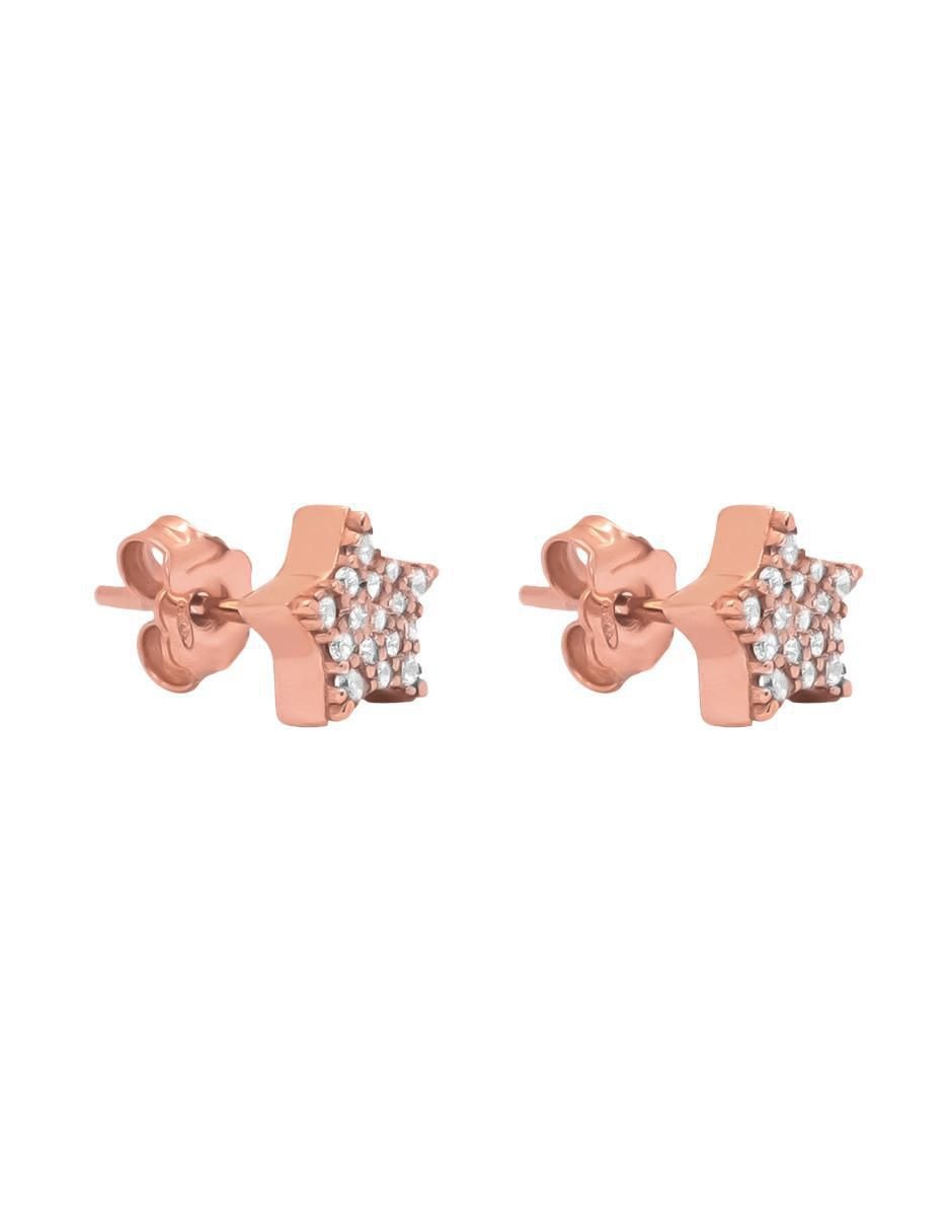 Broqueles de estrella Destellos de plata P 925 con acabado baño de oro rosa zirconia 5