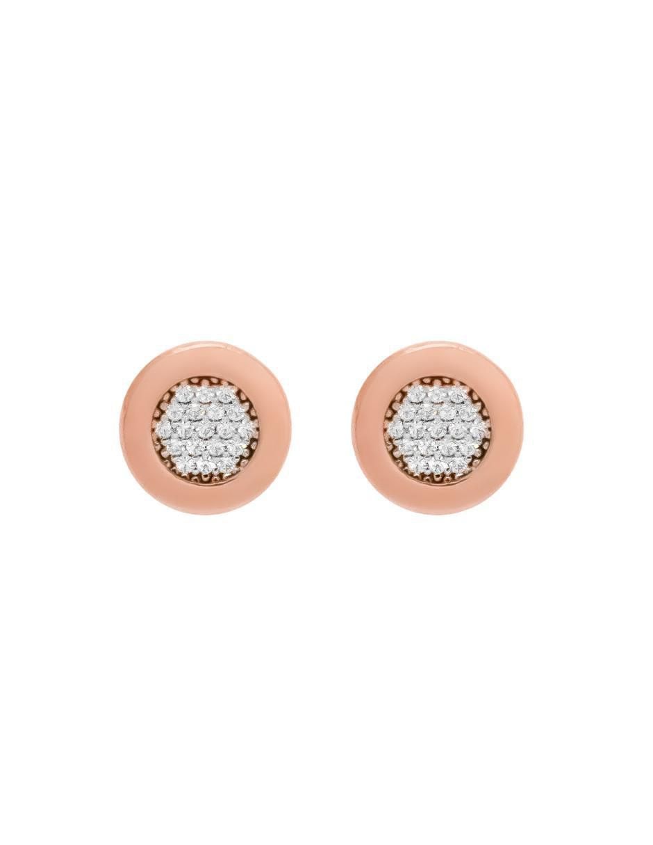 Broqueles redondos Destellos de plata P 925 con acabado baño de oro rosa zirconia 1