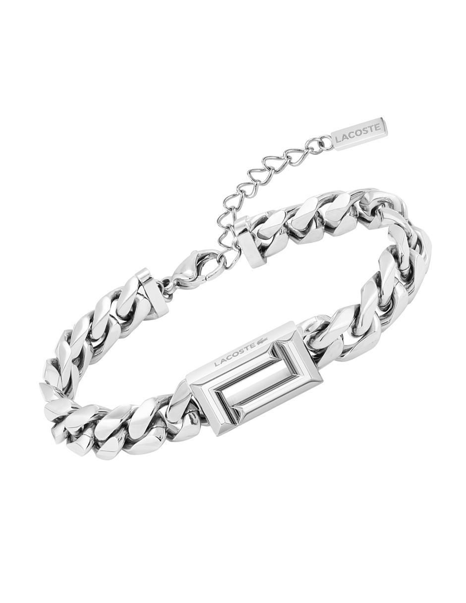 Pulsera lacoste de acero inoxidable fundament con acabado brillante