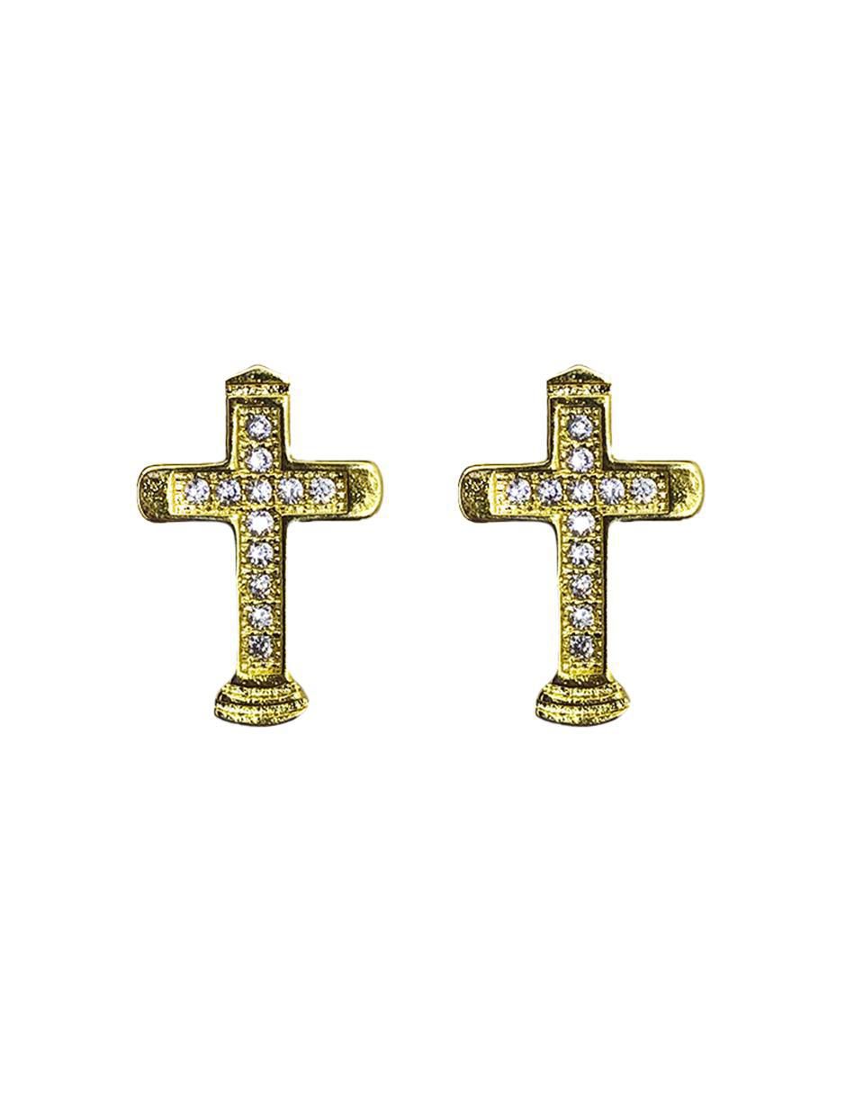 Aretes largos de cruz Oro Angelus zirconia