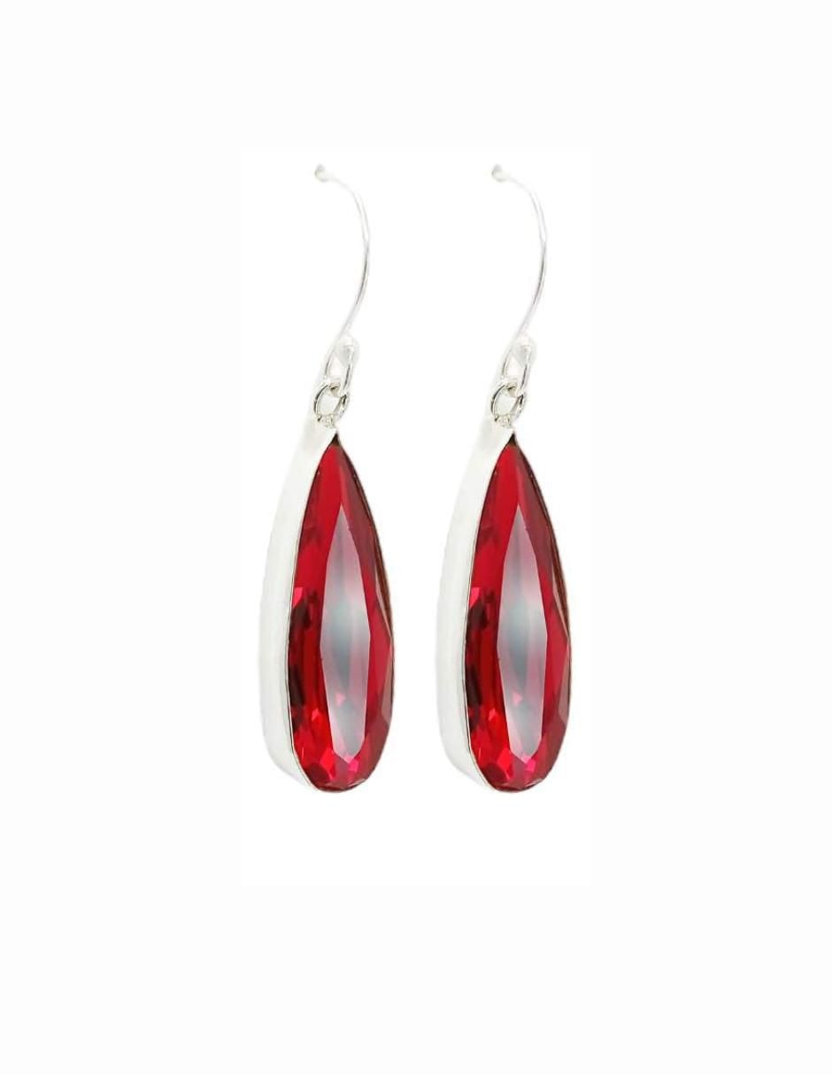 Aretes y collar de gota de plata P925 cristal 7