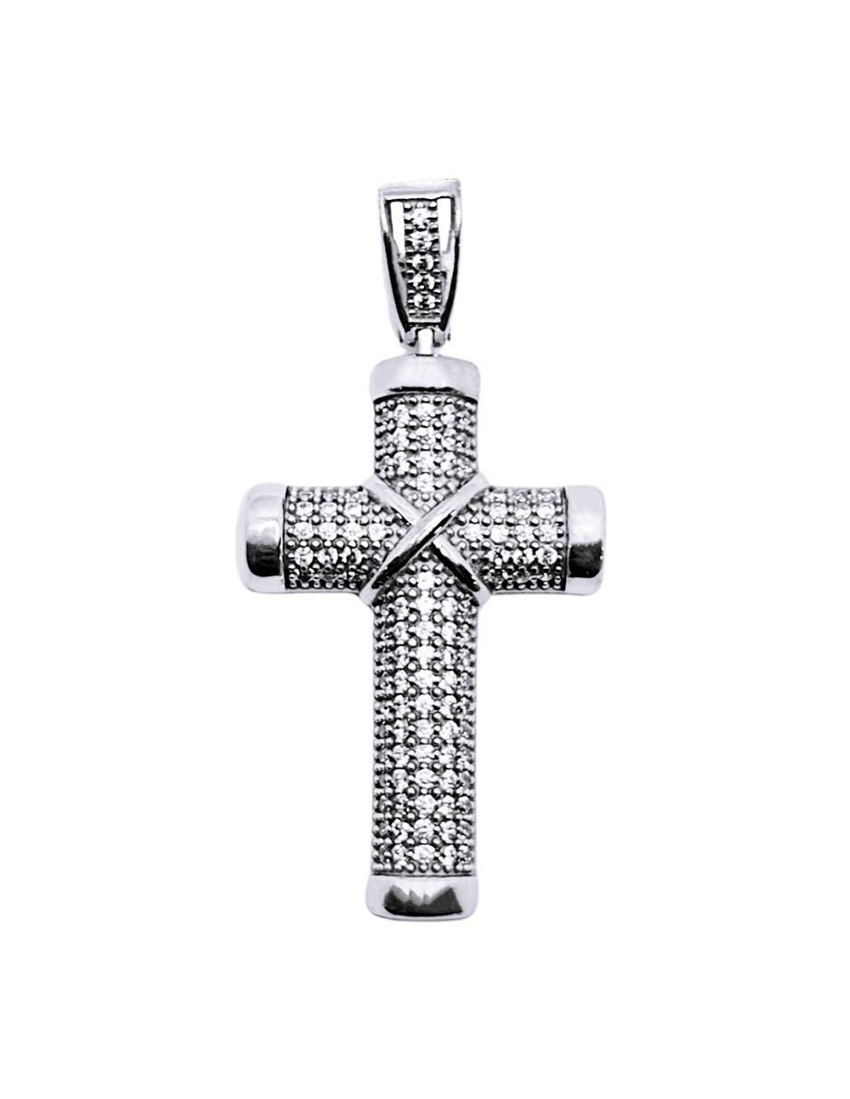 Dije de cruz de plata P 925 zirconia