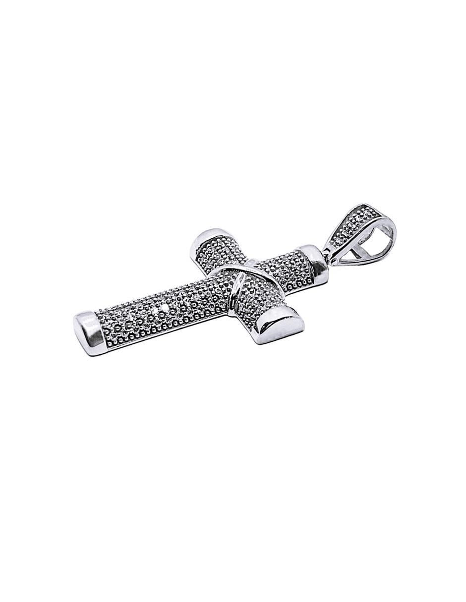 Dije de cruz de plata P 925 zirconia 3