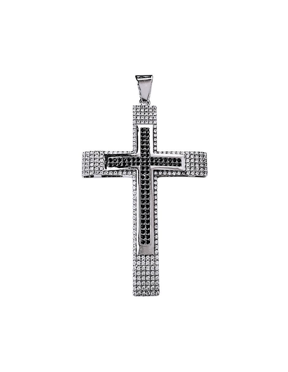 Dije de cruz de plata zirconia