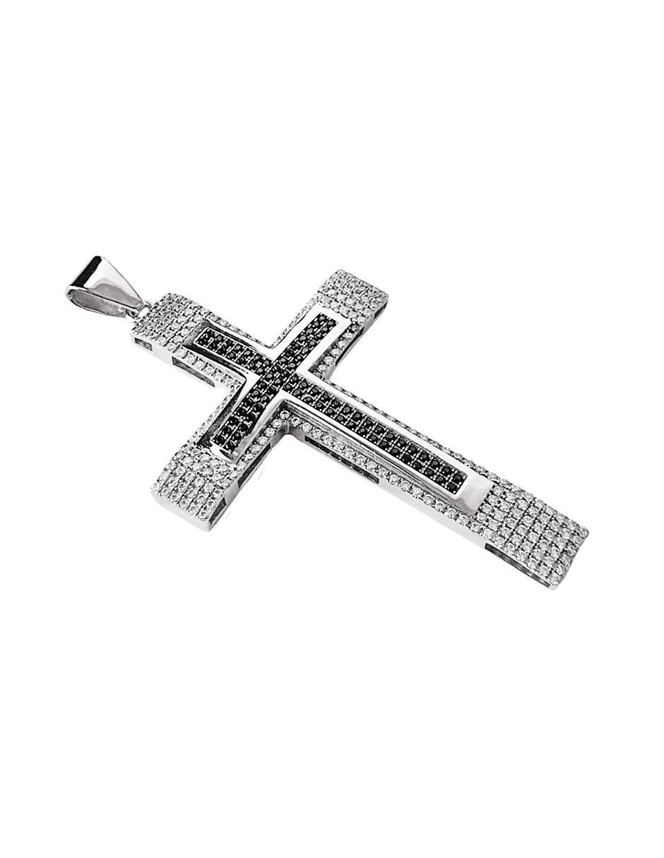 Dije de cruz de plata zirconia 2