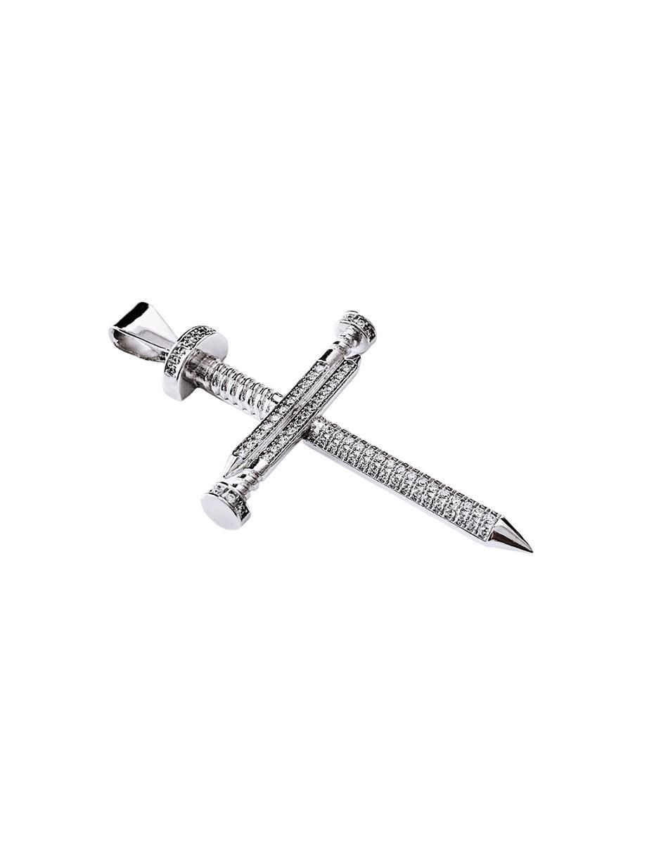 Dije de cruz de plata zirconia 2