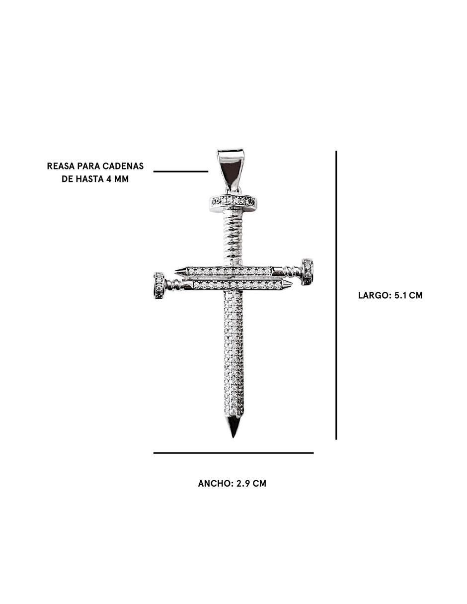 Dije de cruz de plata zirconia 4