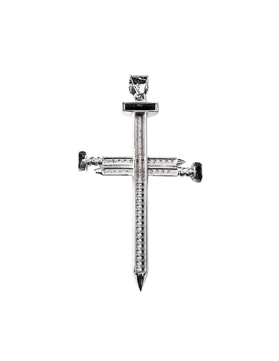 Dije de cruz de plata zirconia 3