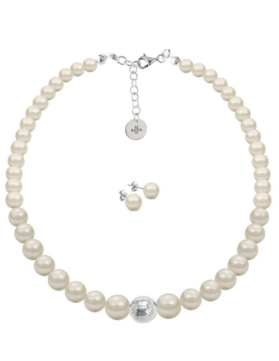 Aretes y collar Pearls de plata P925 cristal