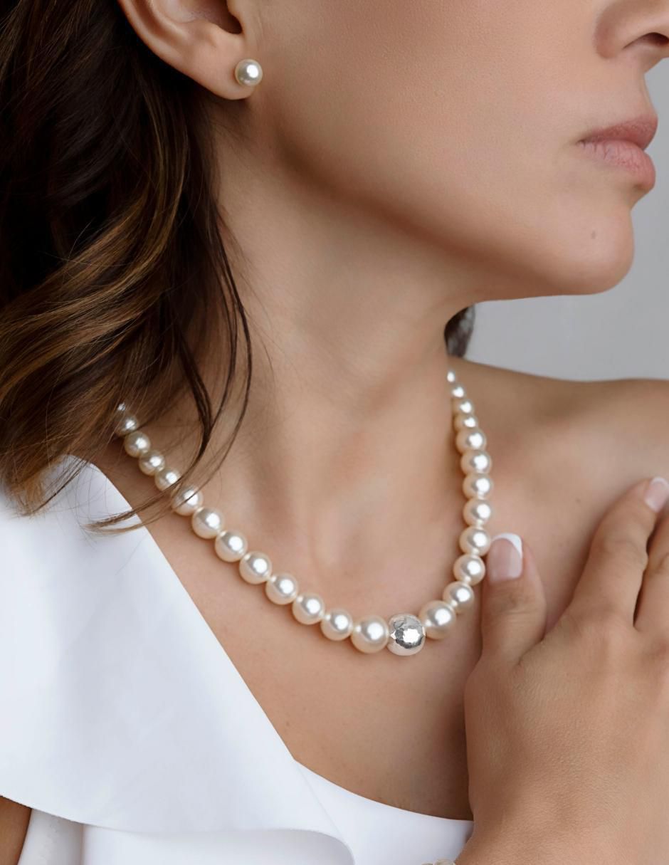 Aretes y collar Pearls de plata P925 cristal 4