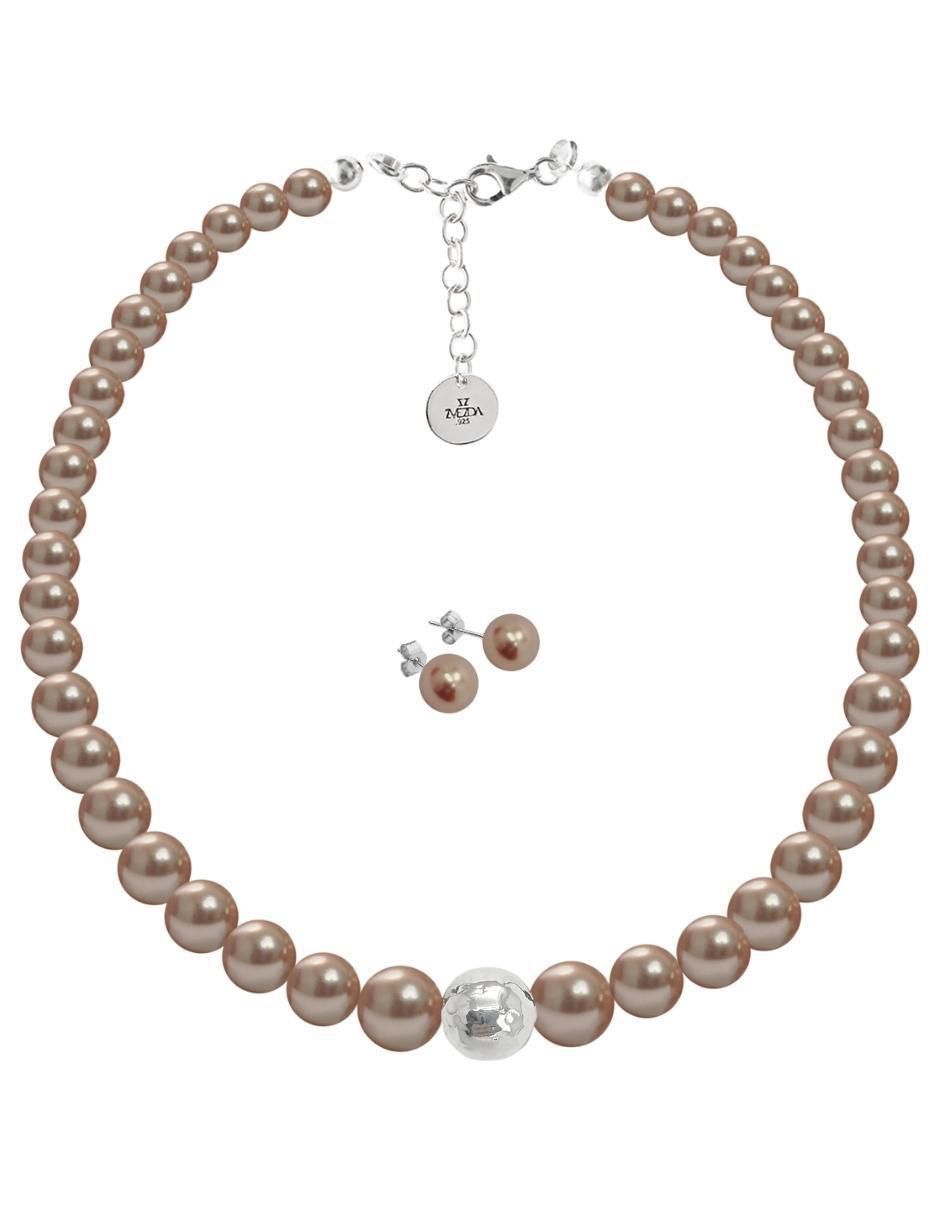 Aretes y collar Pearls de plata P925 cristal
