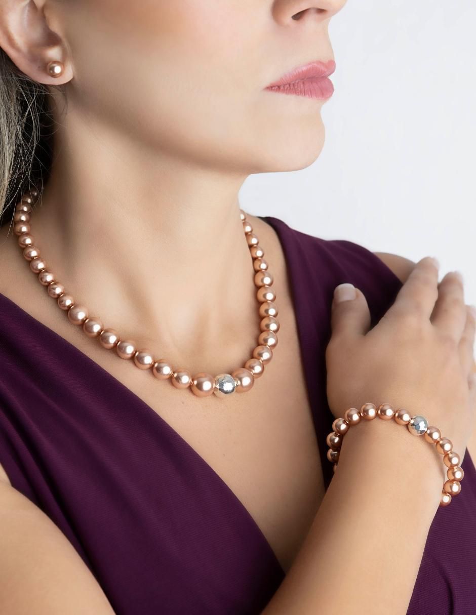 Aretes, collar y pulsera Pearls de plata P925 cristal 2
