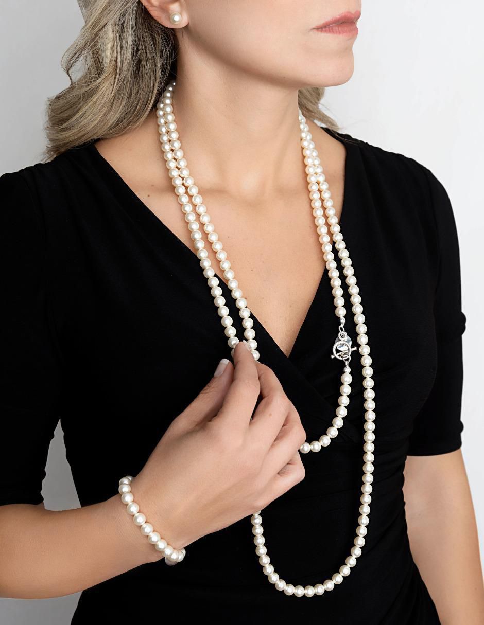 Aretes, collar y pulsera Pearls de plata P925 cristal 5