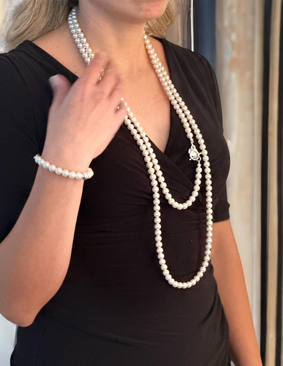 Aretes, collar y pulsera Pearls de plata P925 cristal 6