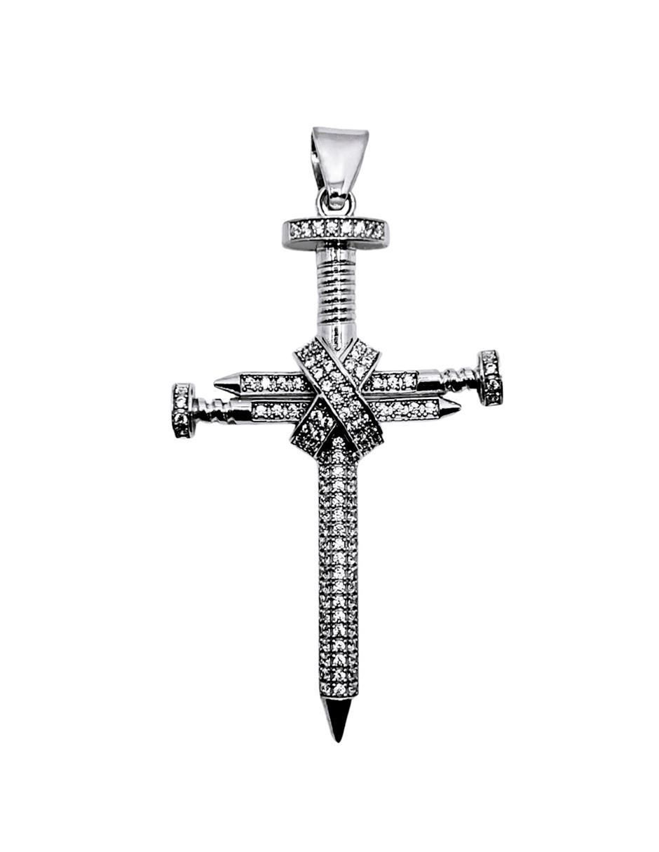 Dije de cruz de plata zirconia