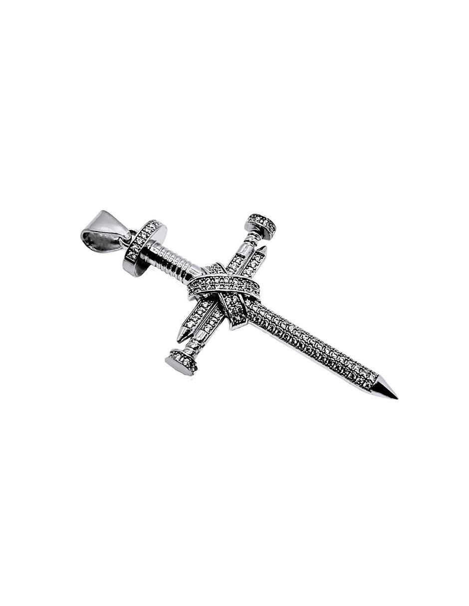 Dije de cruz de plata zirconia 2