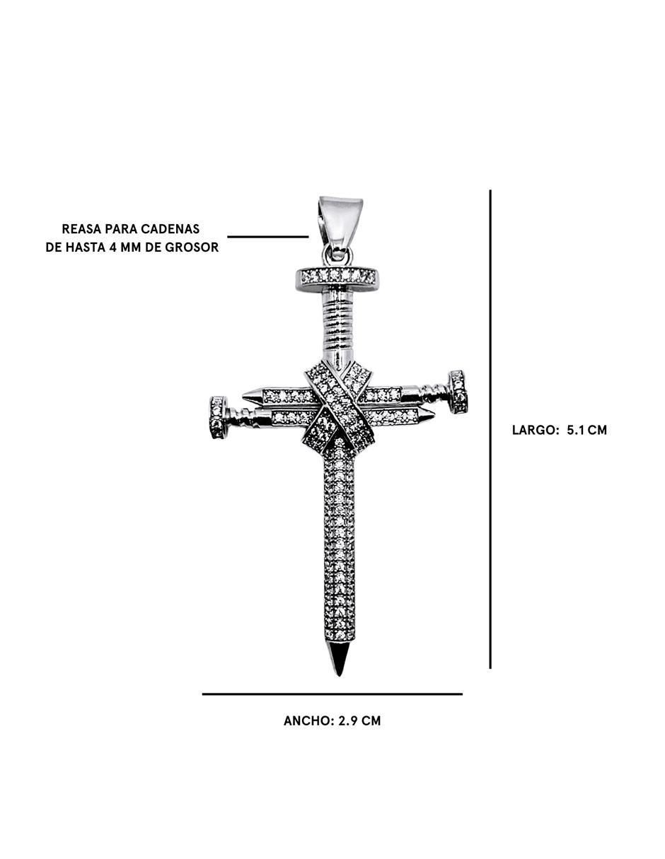 Dije de cruz de plata zirconia 4