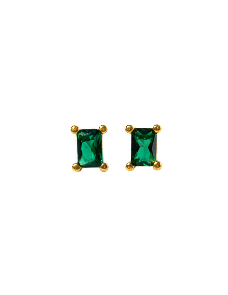 Broqueles rectangulares Flashy Moments con acabado baño de oro 1