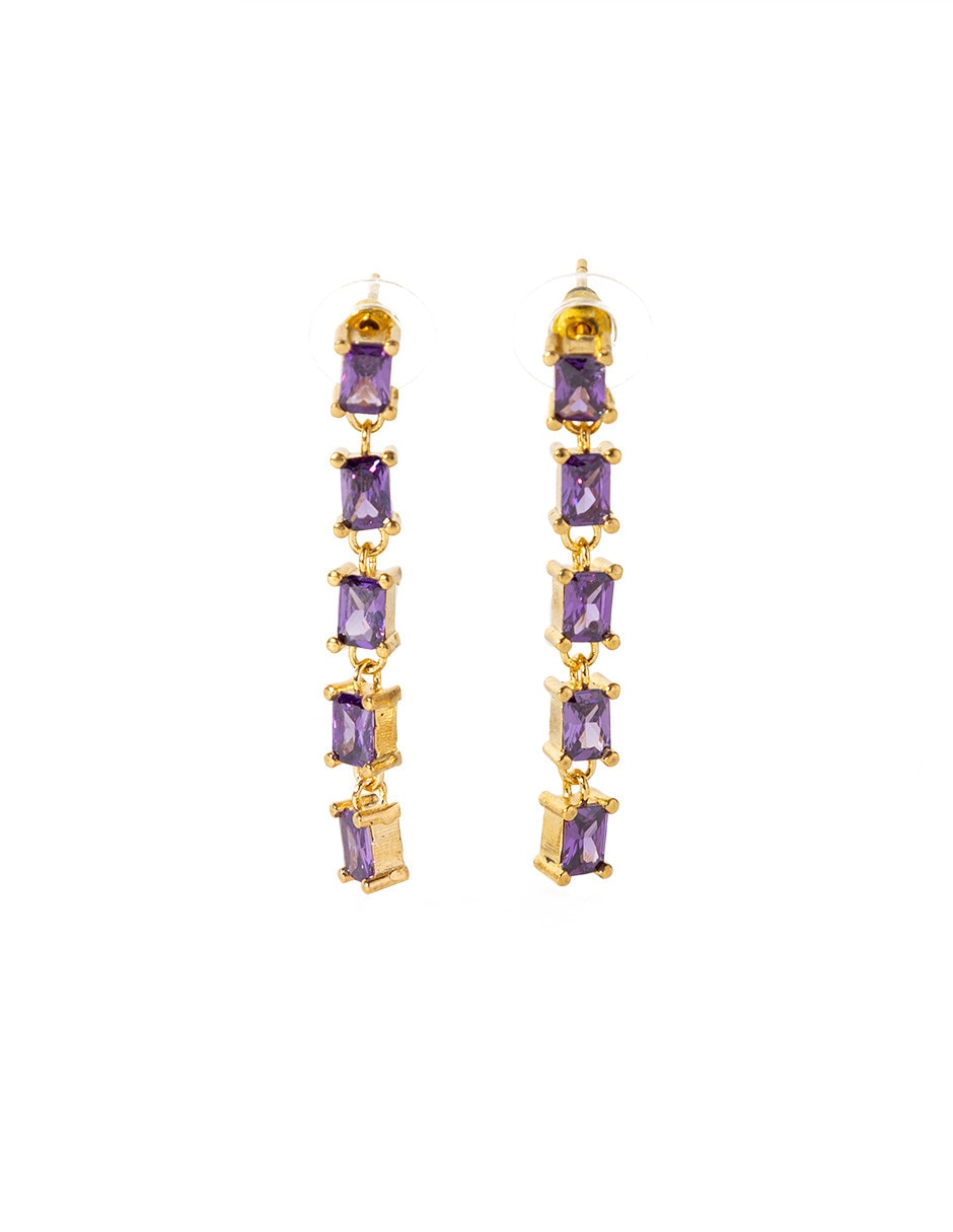 Aretes de rectángulo con acabado baño de oro