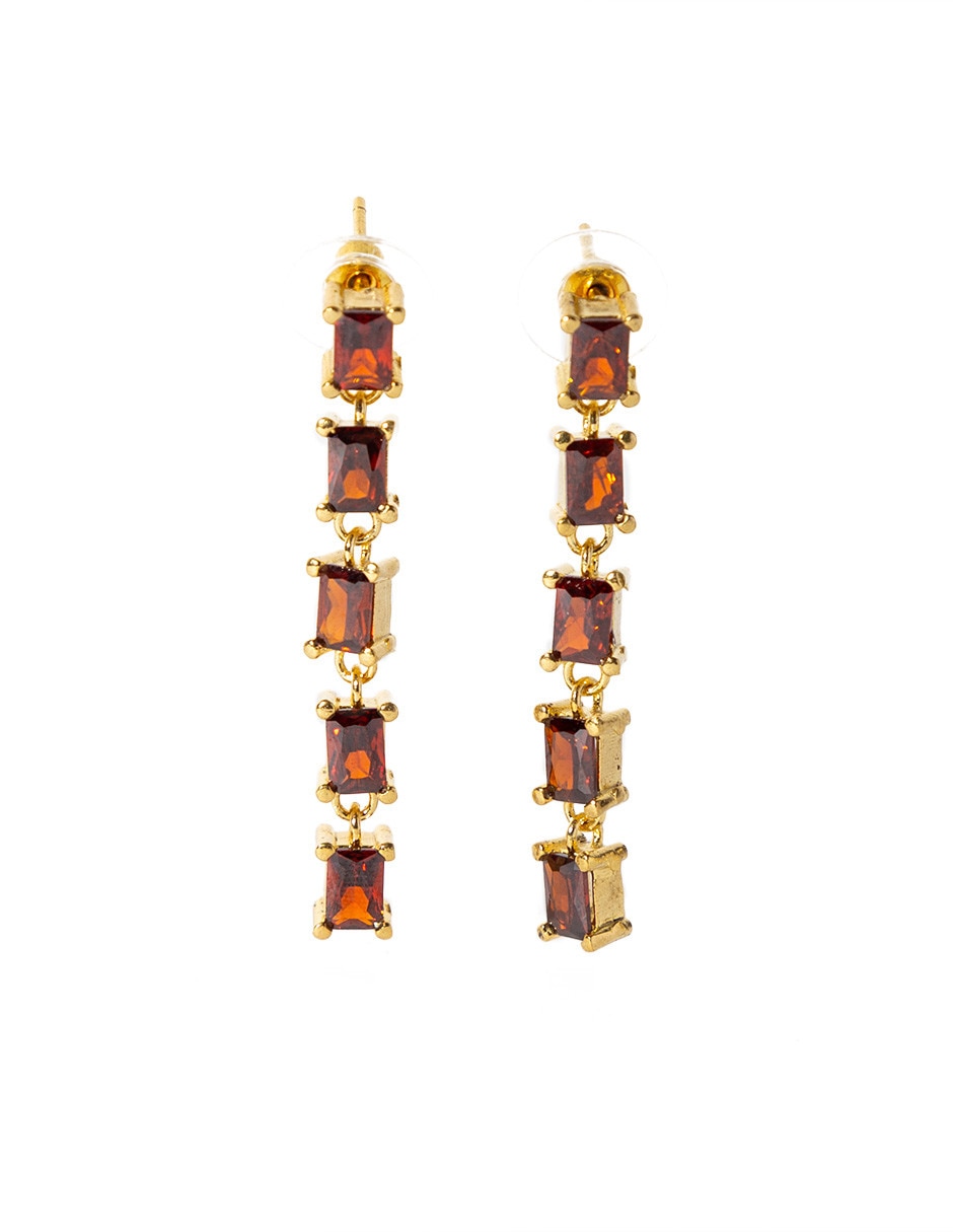 Aretes de rectángulo con acabado baño de oro