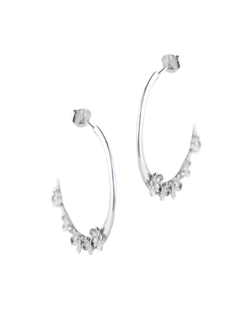 Arracadas de flor Floral de plata P 925 con acabado brillante 2